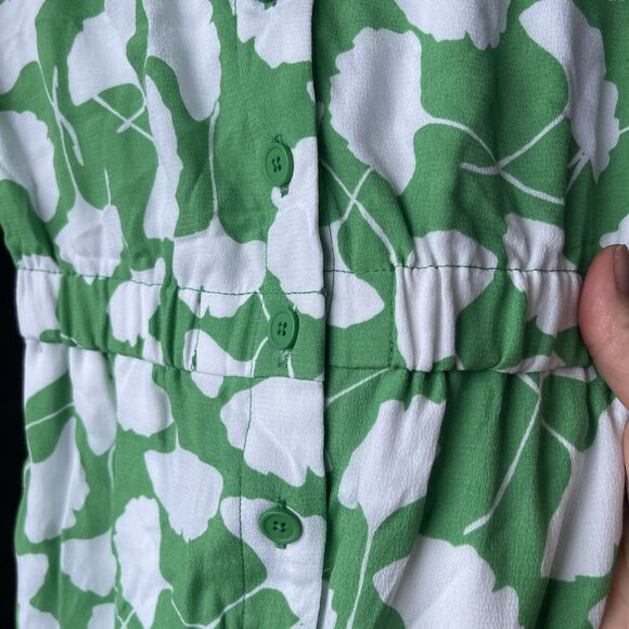 Diane Von Furstenberg x Target Jumpsuit Short Sleeve Green Leaves DVF XS 4/5 NWT - Picture 4 of 7